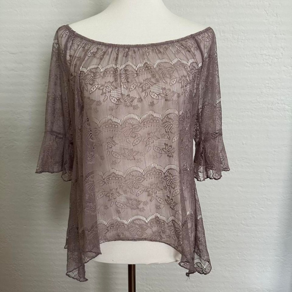Petite Medium‎ Logix Asymmetrical Lace Top